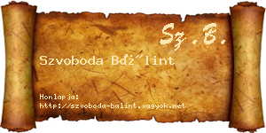 Szvoboda Bálint névjegykártya